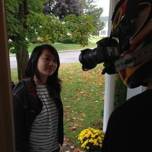 Morgana filming the POV sequence for the short film Gifts Rebecca Tsang Morgana McKenzie