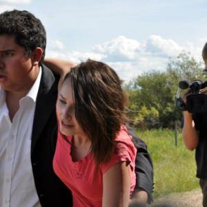 Left to right: Logan Boon, Leanna Viinikka, & JD Buzz on location for feature film 'Incursion'