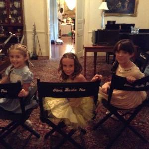 Stella Allen, Ella Bennett and Joy Kate Lawson on the set of Olivia Martha Isle
