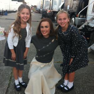 Stella Allen, Dominique McElligott and Madison Wolfe on the set of AWC