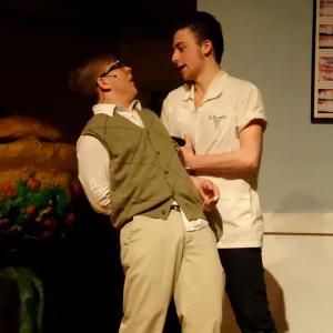 Adam as Orin in Little Shop of Horrors, with Jack Murphy.
