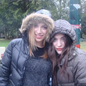 Laura Jacobs and Kat Dennings on the set of Daydream Nation
