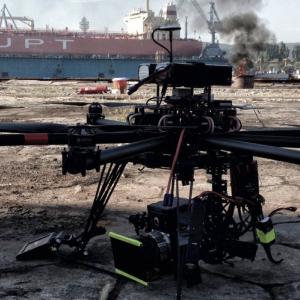 On the set of The Expendables 3 in Varna, Bulgaria. Flying A RED EPIC on our Octocopter.