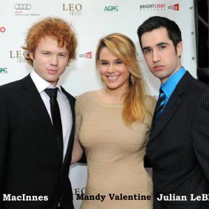Julian LeBlanc with two other actors at the 2011 Leo Awards