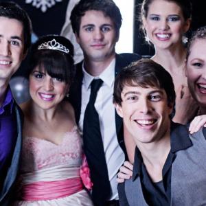 Julian LeBlanc far left with other cast members on the set of Heart of Dance
