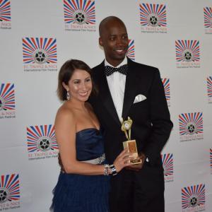 Natasha SotoAlbors and Rotimi Paul at the 2014 St Tropez International Film Festival Winners of the Best Producer Award for their work on SHIP OF FOOLS