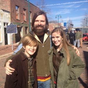 On set of Rumors of Wars with fellow actors Mac Powell dad and Scout Powell sister