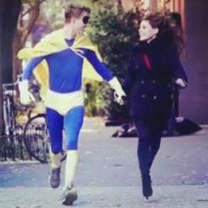 Being saved by this ordinary superhero in an Axwell music video!!  Fun day on set!
