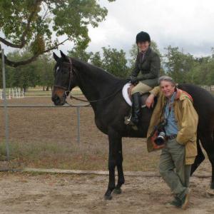 Suzanne LaChasse with father, photographer, William LaChasse, and her horse, Blackjack Cat.