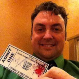 The Lowpriest with autographed Road Trip ticket after the film's premiere. 19 October 2013