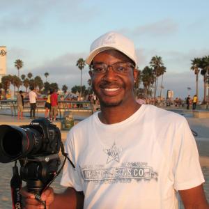 James Lewis filming at Venice Beach.