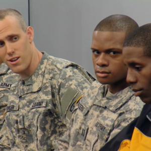 Still of Christopher Spurrier in an industrial video for the United States Army
