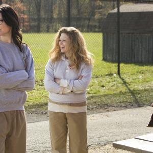 Still of Natasha Lyonne, Laura Prepon and Madeline Brewer in Orange Is the New Black (2013)
