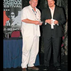Receiving the Best New Screenplay award for Pawpaw at the Cape Town Film Festival