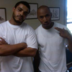 Luis Sanchez and Fredro Starr on set of 