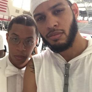 Behind the scenes of Spike Lee's Chiraq. Wade F. Wilson as Oedipus left, Sarunas Jackson right.