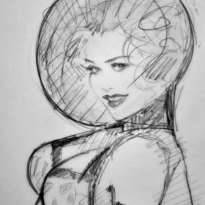 Bubblehead sketch by artist Olivia De Berardinis