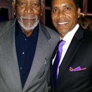 Actor and Executive Producer Morgan Freeman and Actor Lamont Easter at the Washington DC screening of the CBS show Madam Secretary