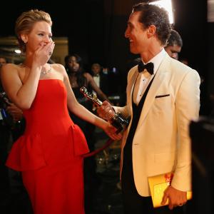 Matthew McConaughey and Jennifer Lawrence at event of The Oscars (2014)