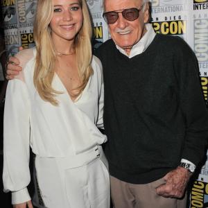 Stan Lee and Jennifer Lawrence at event of X-Men: Apocalypse (2016)
