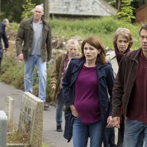 Still of Charlotte Rampling Jodie Whittaker and Andrew Buchan in Broadchurch 2013