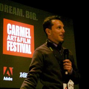 Kellen Gibbs introducing What Makes Us Human at the Carmel Art and Film Festival