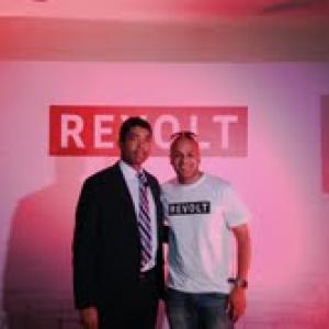 Jason Humble and CEO of Revolt TV Keith Clinkscales at Revolt TV Launch.