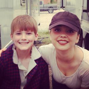 Cannon Bosarge on set with Sarah Hyland filming Bonnie and Clyde 2013
