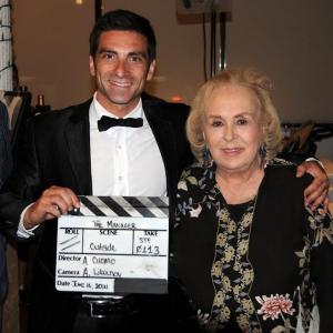 Alessandro Cuomo and Doris Roberts on the set of the short Film The Manager