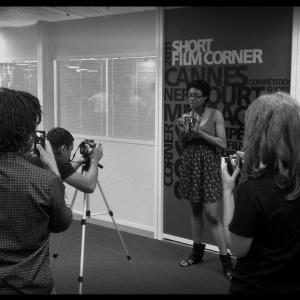 Erica Watson being interviewed by the American Pavilion at the 2011 Cannes Short Film Corner.