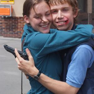 Ondrej Psenicka on set of Poste Restante with actress Jana Pidrmanová