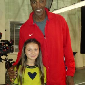 Elyse Cole and Scottie Pippen on the set of Fresh Off the Boat (