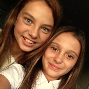 Caitlin Carmichael and Elyse Cole on the set of Martyrs