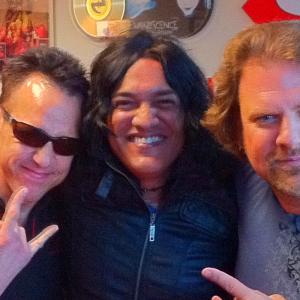 Robb Karras drummer & Mark Torien of The Bullet Boys with Mike Quinn at Silverstone USA offices Universal