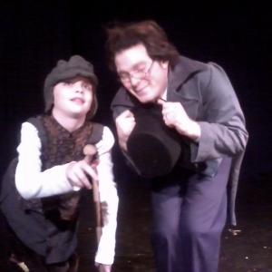 Danny Sauls (on right) as Bob Cratchit in an Off-Off broadway production of A Christmas Carol
