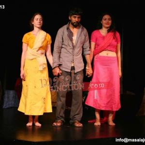 Ashok Chaudhary playing Sakharam Binder  an off Broadway play by MAD Playhouse with Carolina Lelis and Marisa Wolf