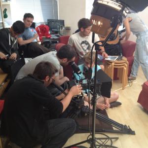 The crew of THE PROTAGONIST prepares for the very first shot of the shoot