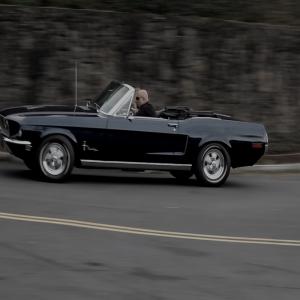 Bullitt (Richard Gonzalez) on his way to the Cemetery with Lani (Mary Croix) in the 68 Mustang