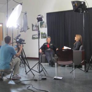 James Liakos filming an interview with Dr. Temple Grandin and Lu Hanessian for Liberty Treehouse, TheBlaze TV (2013)