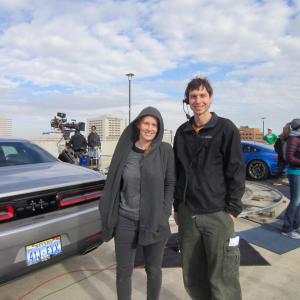 Kendra Tuthill and James Liakos on set of The Player (2015)
