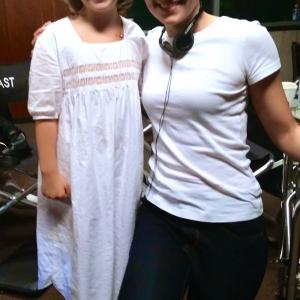 Callie McClincy and Insurgent author, Veronica Roth on set