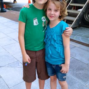 Emjay Anthony and Callie McClincy working on Insurgent