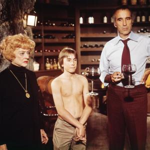 Bette Davis Christopher Lee and Ike Eisenmann at event of Return from Witch Mountain 1978