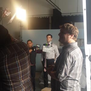 on set with Sears Mens grooming by Loni Hale