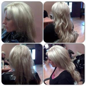 Extensions before and after with haircolor by Loni Hale
