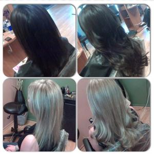 before and after hair extensions by Loni Hale