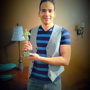 Teddy Alexis Rodriguez accepting the Bailey Award to Favorite Male Actor in Lubbock, Texas. 2015.