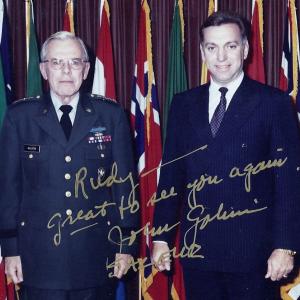 With my mentor and friend General Jack Galvin, Supreme Allied Commander Europe and US Commander-In-Chief Europe at his headquarters in Mons, Belgium in 1988.