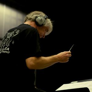 Sonny Jansson conducting S:t Matteus Symphonic Orchestra's string section at the recording session for 