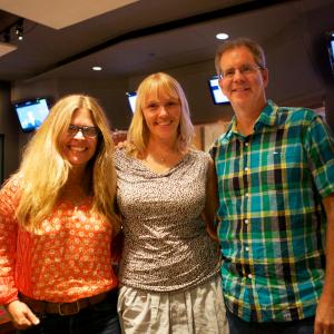 Christine Hals with Frozen directors Jennifer Lee and Chris Buck at the Warner Bros recording stage. Recording the orchestra for Frozen.